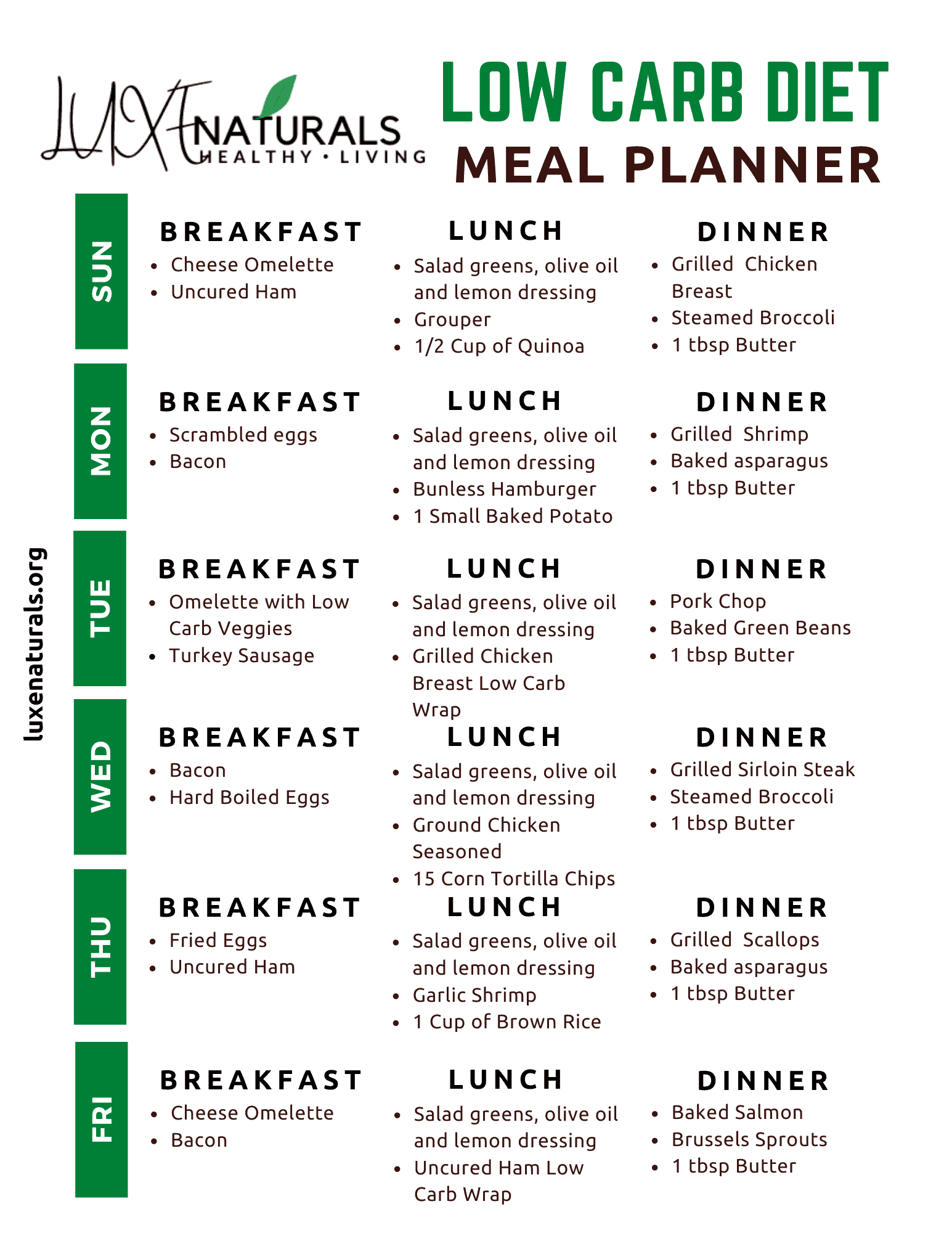 LUXE Naturals LOW CARB PLANNER 1