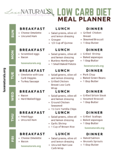 Printable Low Carb Meal Plan